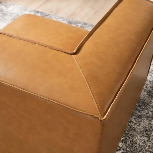 Vista 9 de Modway Restore - Sofá seccional de cuero vegano en color marrón
