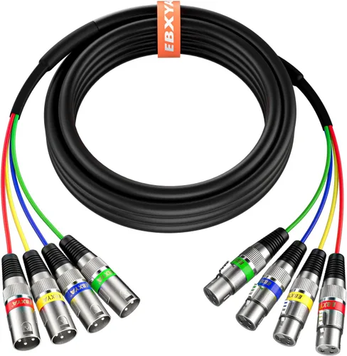 Vista 15 de EBXYA Cables XLR de serpiente de 3 pies de 4 colores, cable de micrófono XLR macho a hembra de 4 canales, para grabación en vivo, estudios