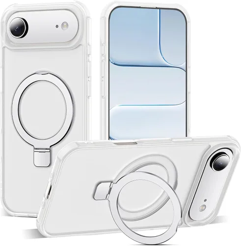 Vista 44 de SKYLMW - Funda compatible con iPhone 11 de 6.1 pulgadas, con soporte magnético invisible tipo anillo, funda translúcida de grado militar, compatible