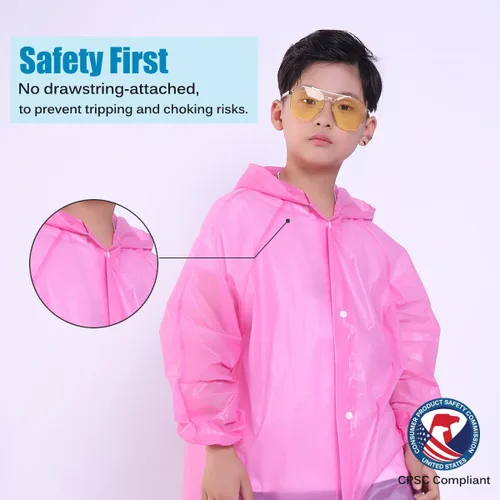 Vista 54 de Chaqueta de lluvia para niños, paquete de 2 ponchos de lluvia para niños, impermeables reutilizables para niños y niñas, impermeable, para exteriores