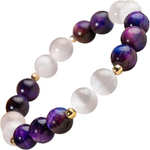 Vista 9 de Conscious Items Pulsera de riqueza y manifestación para mujeres y hombres, pulsera de prosperidad con cristales de dinero y piedra natural