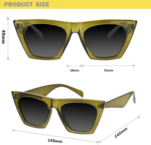 Vista 4 de mosanana Gafas de sol cuadradas con diseño de ojo de gato para mujer, modelo de estilo moderno-SHINE