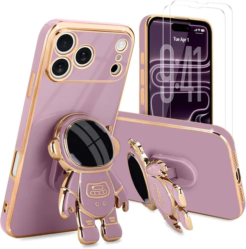 Vista 30 de Pepmune - Funda para iPhone 15 con soporte de astronauta 3D, color negro
