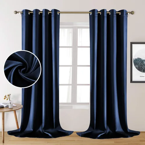 Vista 24 de HOMEIDEAS 2 paneles de cortina de seda sintética, cortinas opacas para dormitorio