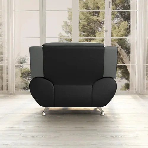 Vista 6 de Container Furniture Direct Silla y sofá de piel sintética de estilo moderno con reposabrazos extra cómodos, ideal para sala de estar, dormitorio u