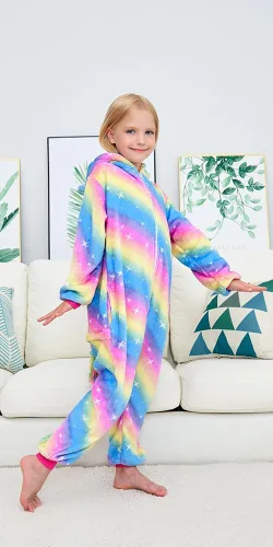 Vista 30 de Pijama de unicornio unisex para niños, enteritos para disfraz, Halloween