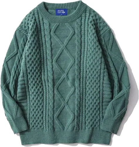 Vista 32 de Aelfric Eden Oversized Knit Sweater Solid Vintage Pullover Unisex Woven Crewneck Knitted Tops