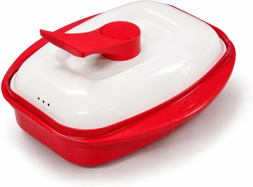 Vista 2 de Microheath - Parrilla sartén para cocinar en microondas - color rojo.