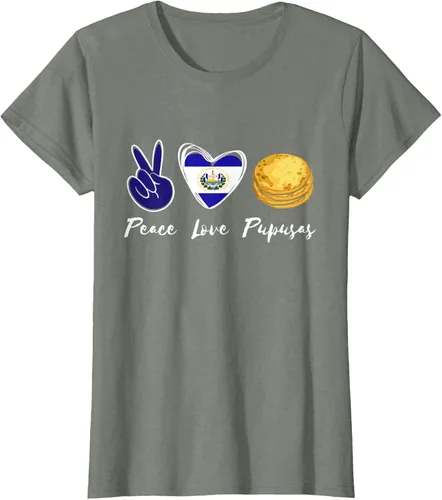 Vista 18 de Pupusas Lover Love Peace El Salvadaor Camiseta Comida Salvadoreña