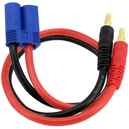 Vista 6 de Paquete de 2 cables de carga de batería de enchufe tipo plátano, conector macho EC5 de 11.8 pulgadas a adaptador de enchufe macho banana macho