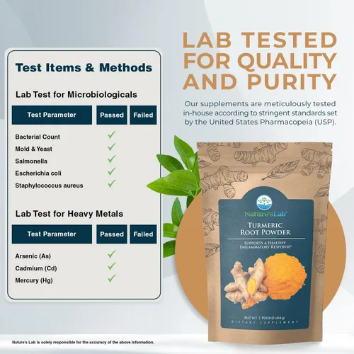 Vista 3 de Nature's Lab Polvo de raíz de cúrcuma - Bolsa de 1 libra (64 porciones)