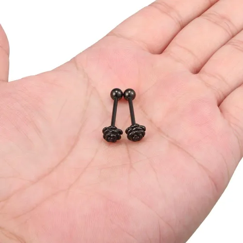 Vista 2 de Ruifan 2 piercings para lengua de pezón, rectos, vintage, 14 G