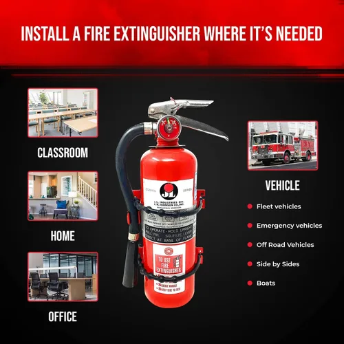 Vista 4 de Soporte de montaje para extintor de incendios resistente para extintores de incendios de 2.5 libras y 5 libras, montaje en tu automóvil o vehículo