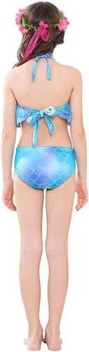 Vista 6 de 7pcs cola de sirena para niñas princesa traje de baño bikini natación gafas corona collar