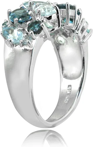 Vista 2 de Ice Gems Anillo de plata de ley con topacio azul auténtico de Londres y topacio azul