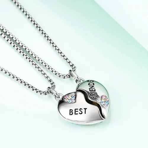 Vista 3 de Collar de mejores amigas para 2, regalos de amistad para 2, arco iris con corazón roto de dos caras para mujer Regalos de BFF para 2
