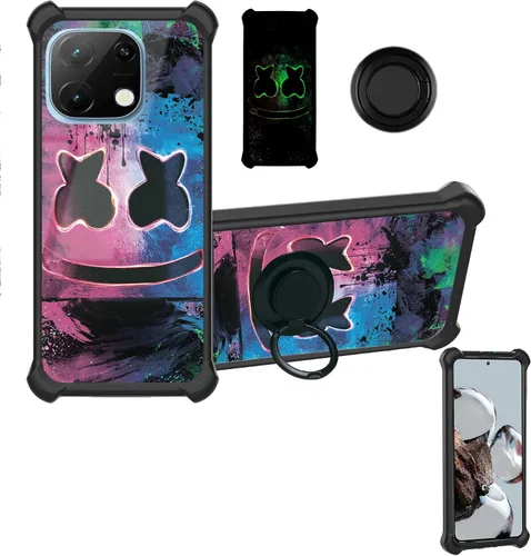 Vista 51 de Aroepurt Funda compatible con Nothing Phone 2a Phone Case Cover [PC duro + silicona suave] [soporte de anillo] [efecto luminoso] YGH-BQ