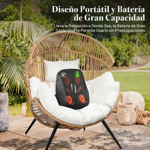 Vista 5 de CuPiLo Masajeador de espalda Shiatsu inalámbrico con calor para aliviar el Negro