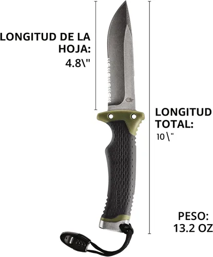 Vista 7 de Gerber Gear Ultimate Cuchillo de Supervivencia, Cuchillo de Hoja Fija con Filo Combinado, incluye Iniciador de Fuego y Varilla de Ferrocerio