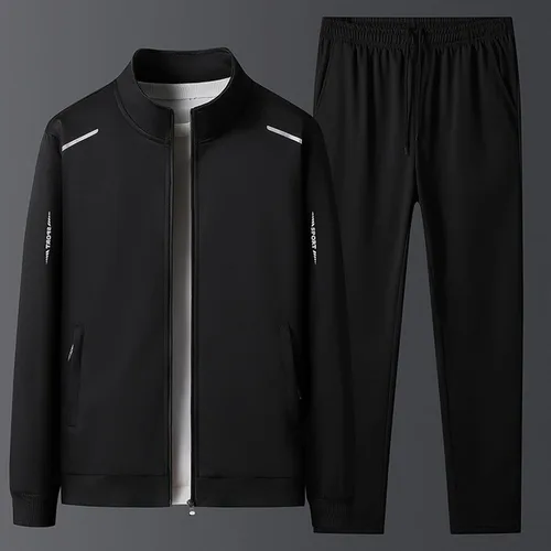 Vista 2 de Conjunto deportivo casual para hombre, talla grande, chaquetas de manga larga para invierno, pantalones para correr, trotar, deportes, trajes de 2