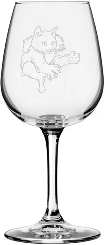 Vista 26 de Copa de vino de 12.75 onzas con temática de gato abisinio grabada para todo uso