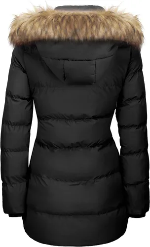 Vista 2 de WenVen - Abrigo grueso de invierno, para mujer, con capucha desmontable, de piel
