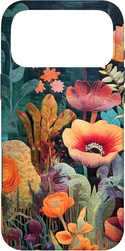 Vista 22 de iPhone 16 Flores coloridas en funda de edredón óptica, flores