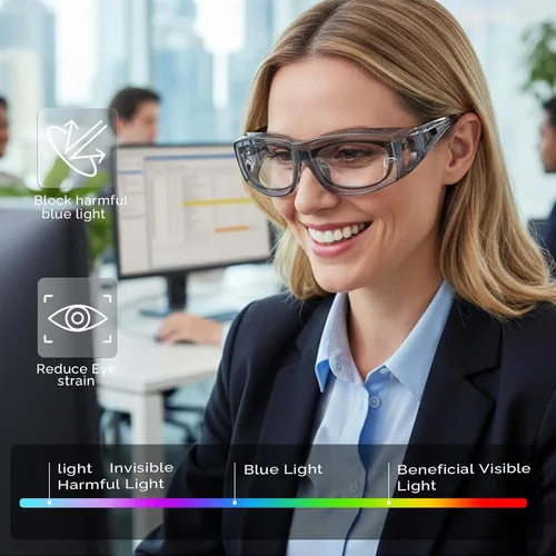 Vista 6 de LVIOE Fit Over Blue Light Blocking Glasses and Computer Eyewear- Wear Over Prescription Glasses/Reading Glasses/RX Glasses