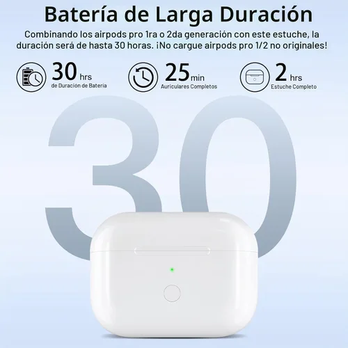 Vista 5 de Funda de carga inalámbrica de repuesto compatible con AirPod Pro de 1ª y 2ª generación, funda de cargador Air Pod Pro 1 2 con botón