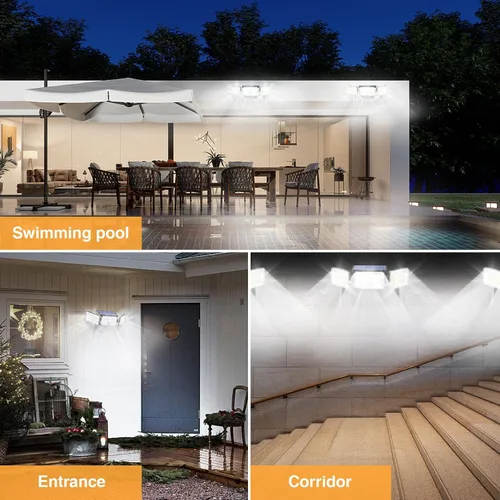 Vista 6 de Luces solares mejoradas para exteriores, 3 modos, 368 LED, luces solares de seguridad inalámbricas, IP65, impermeables, con sensor de movimiento