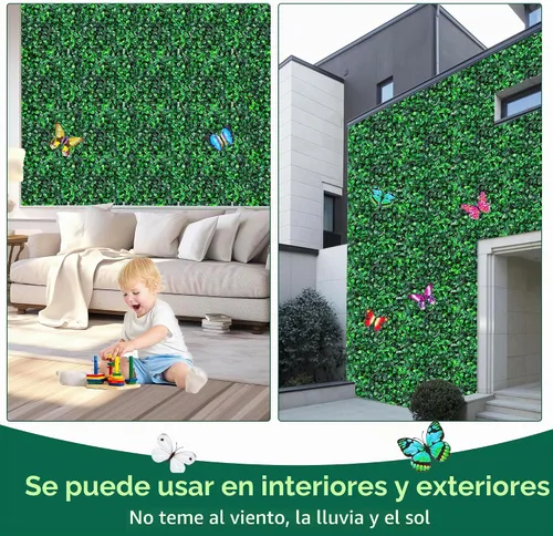 Vista 6 de SunnySmil - 12 paneles de pared de césped artificial de 10 x 10 pulgadas, paneles de pared de seto de boj, con cinta de doble cara, facilitan