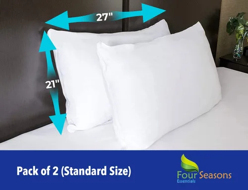Vista 2 de Four Seasons Essentials Standard Pillow Protectors (Set of 2) – Zippered Waterproof Pillow Covers Hypoallergenic Dust Proof Pillowcase Encasement