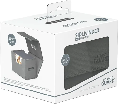 Vista 6 de Ultimate Guard Sidewinder 100+, caja de cubierta para 100 tarjetas TCG de doble manga, gris, cierre magnético y forro interior de microfibra para un