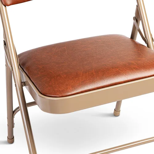 Vista 6 de OEF Furnishings OEF1203 Silla plegable acolchada de vinilo de grado comercial (marrón, paquete de 4)