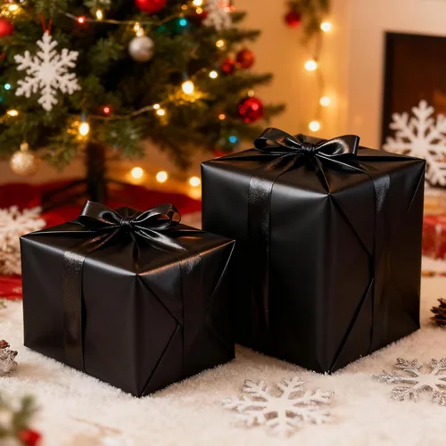 Vista 5 de LaRibbons Papel de regalo negro, rollo de papel de regalo de metal mate de color sólido, 17 pulgadas x 33 pies, papel de regalo para Navidad, día