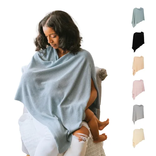Vista 14 de Ponchy de Gold Mamas - Cobertura de lactancia transpirable para la privacidad - Versátil diseño de poncho 5 en 1 - Esencial para el registro