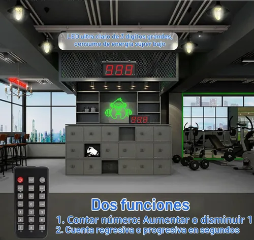 Vista 5 de LED arriba/abajo contador con caja de interruptor y pantalla LED roja 4" (3 dígitos)