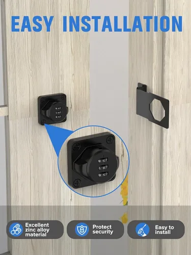 Vista 5 de Cerraduras de cerradura de contraseña para gabinete, cerradura de puerta de granero de 90 grados, cerradura de combinación de seguridad