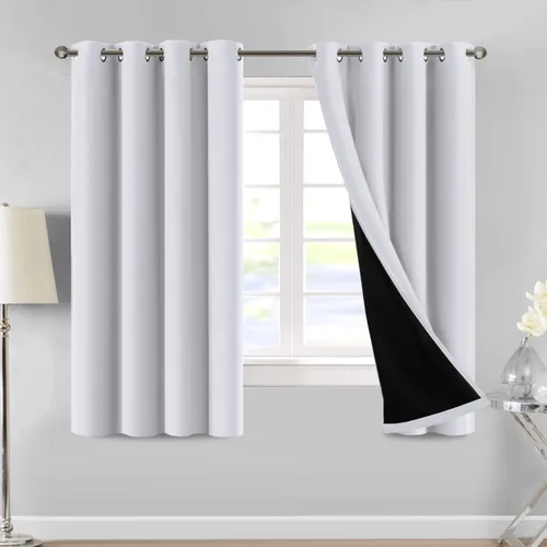 Vista 29 de MeilleMaison Paneles de cortina 100 % opacas para ventana de dormitorio, bloqueo de luz completa, de 84 pulgadas de largo, con aislamiento térmico