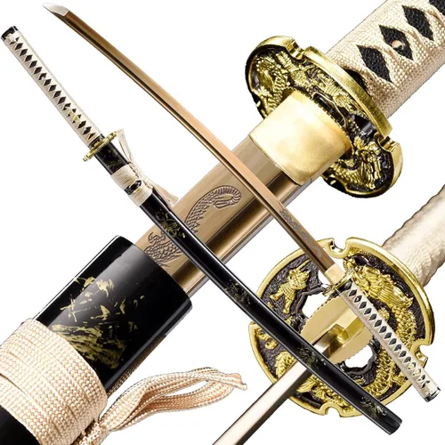 Vista 8 de Samurai Katana Espada hecha a mano de acero de alto carbono 1095 Japonesa Real Katana Espada de Espiga Completa Afilada