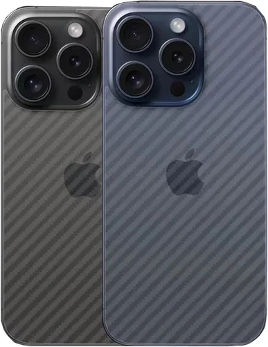 Vista 9 de Para iPhone 13 Pro Protector de pantalla trasera 3D Fibra de carbono Ultra Thin Protector Film-2 Packs-Transparente