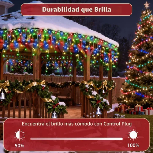 Vista 4 de 612 luces LED de Navidad de 60 pies con 136 caídas, 12 modos de iluminación, decoración navideña multicolor, luces centelleantes regulables 2-Varios