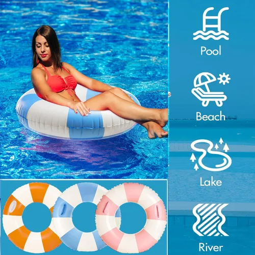 Vista 3 de Anillo de natación grande con asas para adultos, anillos clásicos de piscina de 47 pulgadas, tubos interiores de piscina, flotadores inflables