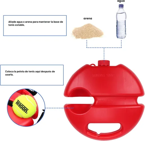 Vista 3 de Entrenador de tenis solo Teloon, pelota de rebote con cuerda para herramienta de entrenamiento de tenis para práctica personal para adultos o niños