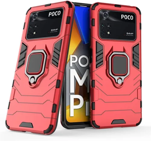 Vista 7 de MaiJin Compatible con funda Xiaomi Mi Poco M4 Pro 4G, soporte de anillo de metal a prueba de golpes (funciona con soporte magnético para automóvil)