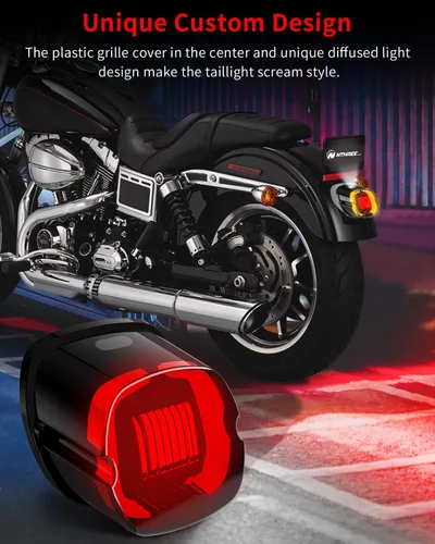 Vista 2 de NTHREEAUTO - Luz trasera LED estroboscópica con luces de freno ahumadas, luces de giro traseras compatibles con Harley Dyna Road King Electra Glide