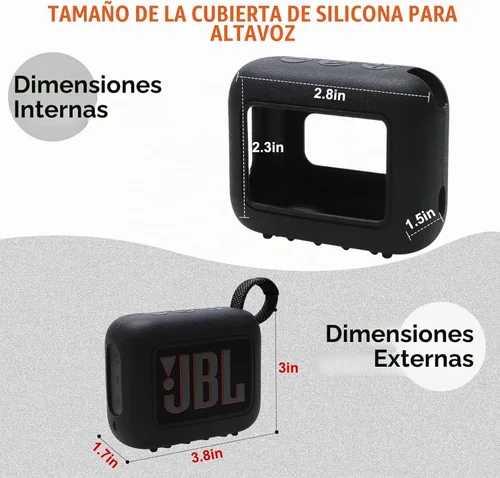 Vista 2 de Funda de silicona para altavoz JBL Go 4 ultraportátil impermeable negro Funda de viaje para altavoz impermeable ultraportátil JBL Go 4