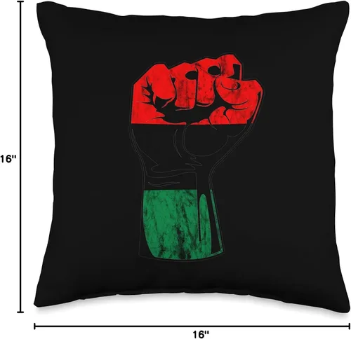 Vista 4 de Pan African Pride Black History Handfist Black History Juneteenth - Almohada de bandera panafricana de la Unia, 16 x 16 pulgadas, multicolor