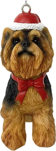 Vista 25 de Yuletide Designs Figura de perro adornos de Navidad con sombreros de Papá Noel