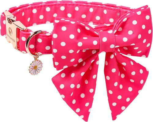 Vista 48 de DOGWONG Collar de otoño para perro con lazo, collar de moño para perro de Acción de Gracias, collar ajustable de algodón de otoño con hoja de arce